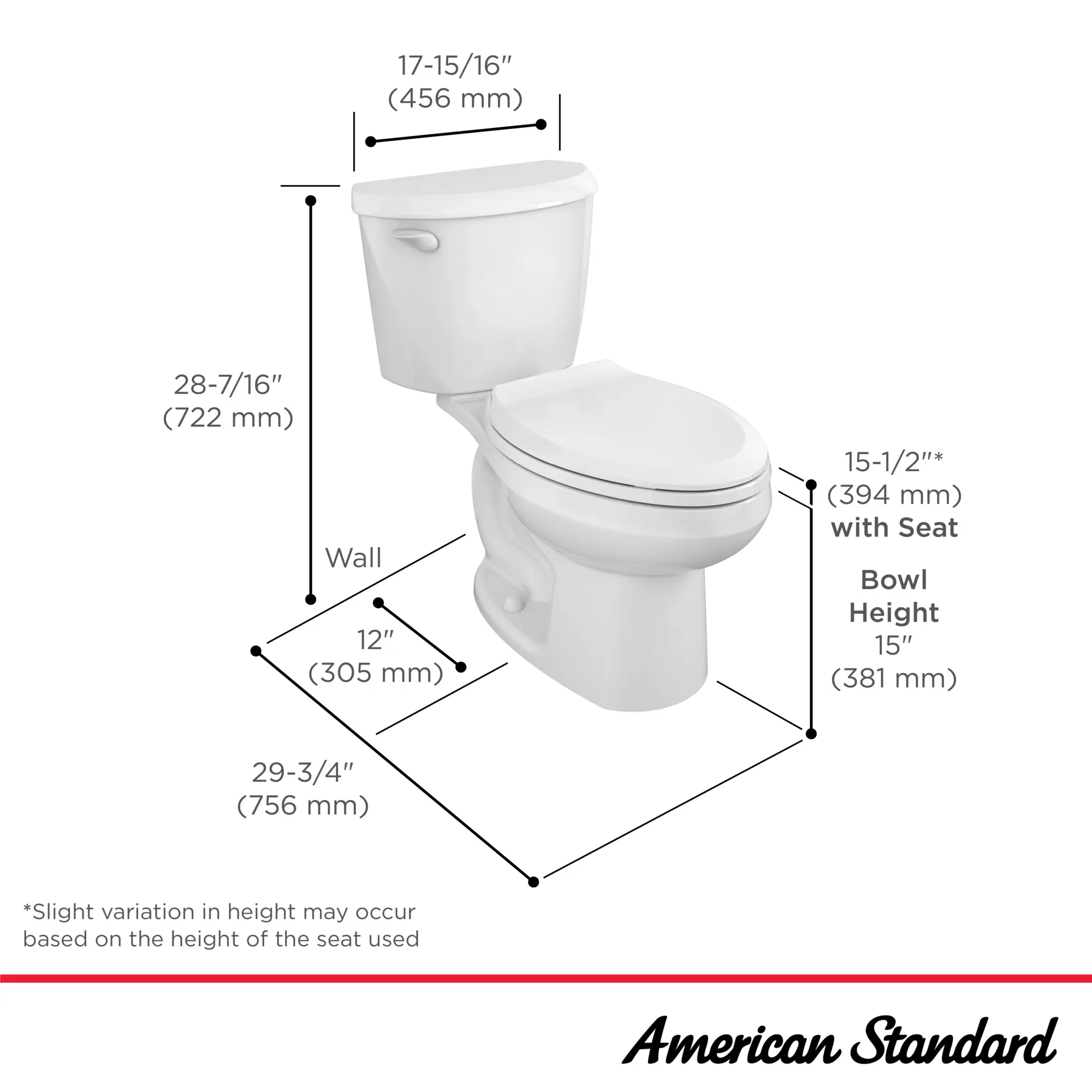 Colony®3 Two-Piece 1.6 gpf/6.0 Lpf Standard Height Elongated Toilet Less Seat - Image 12
