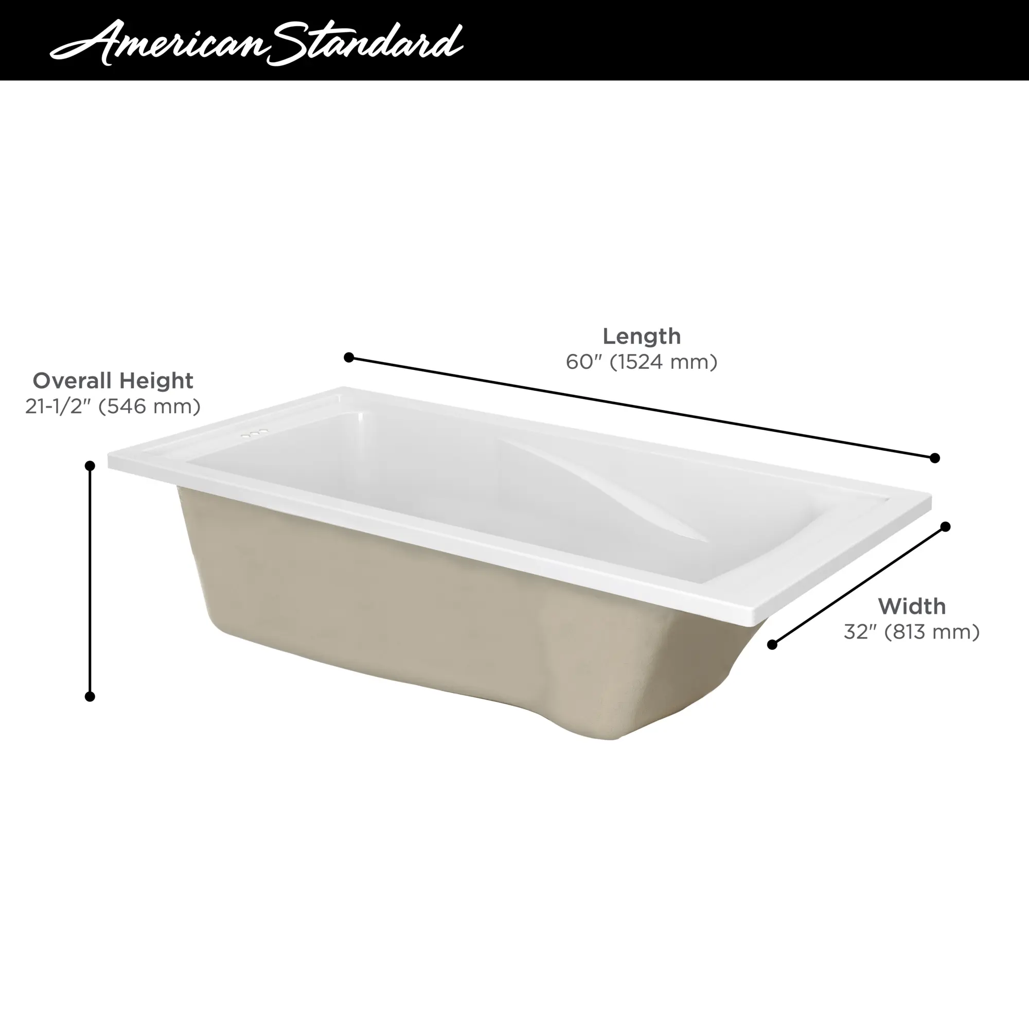 Evolution® 60 x 32-Inch Deep Soak® Drop-In Bathtub - Image 30