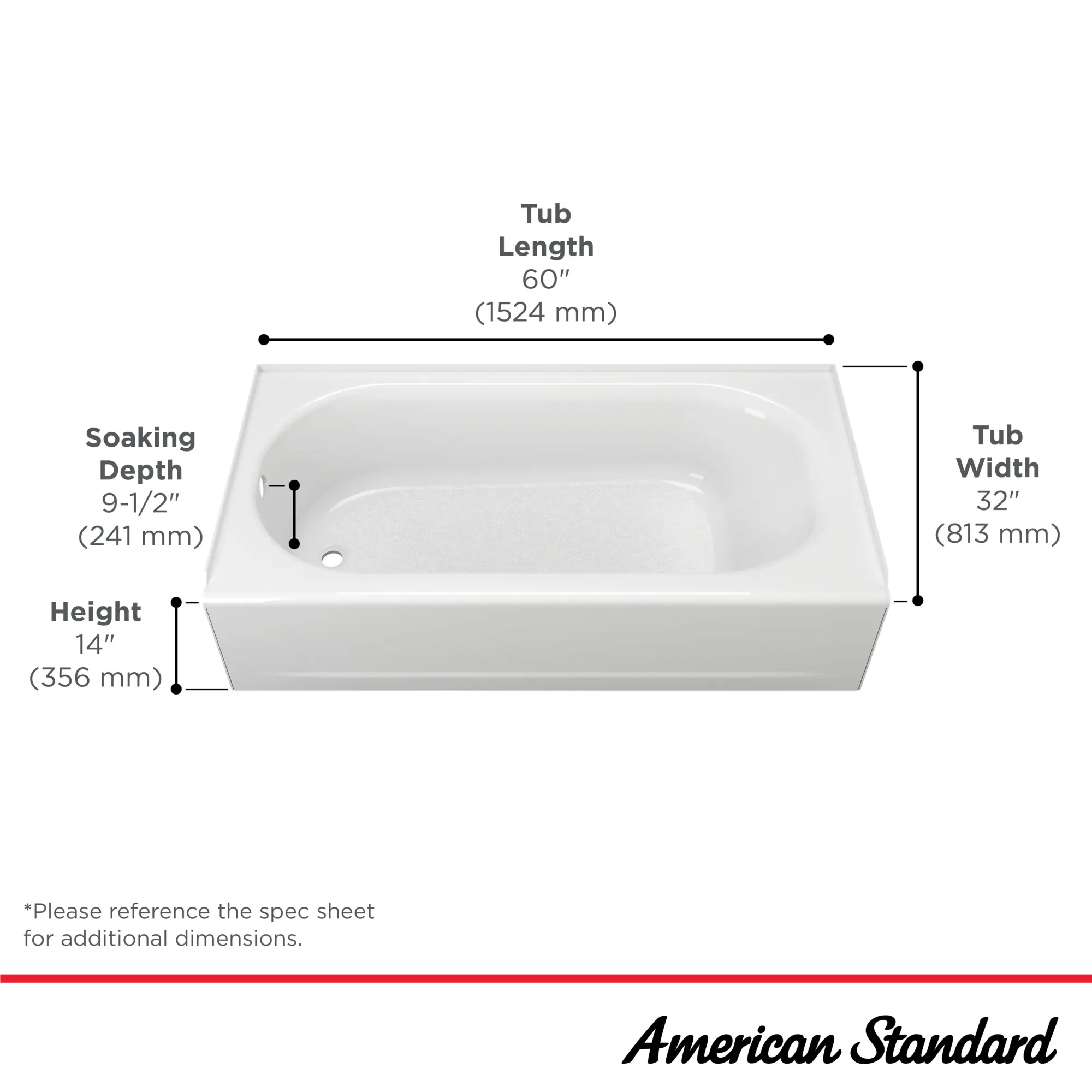 Princeton® Americast® 60 x 32-Inch Integral Apron Bathtub With Left-Hand Outlet - Image 14