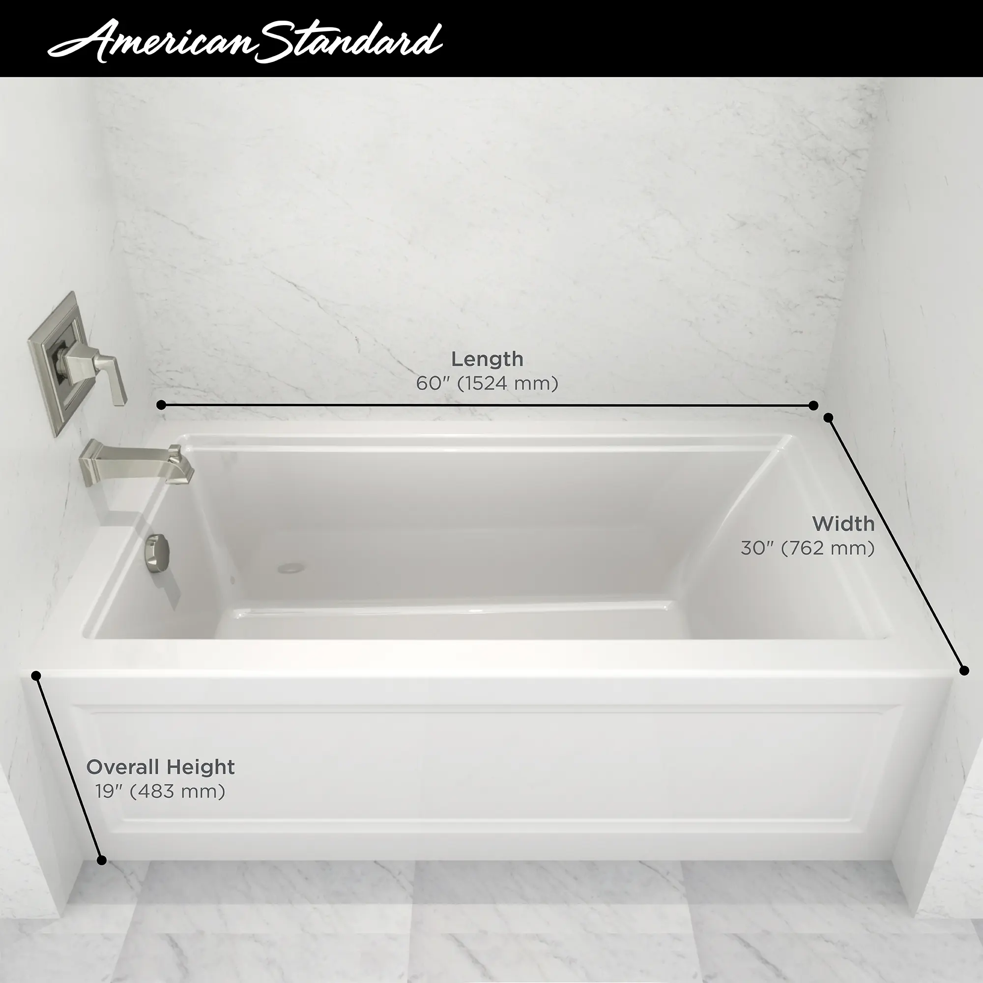 Town Square® S 60 x 30-Inch Integral Apron Bathtub With Left-Hand Outlet - Image 10