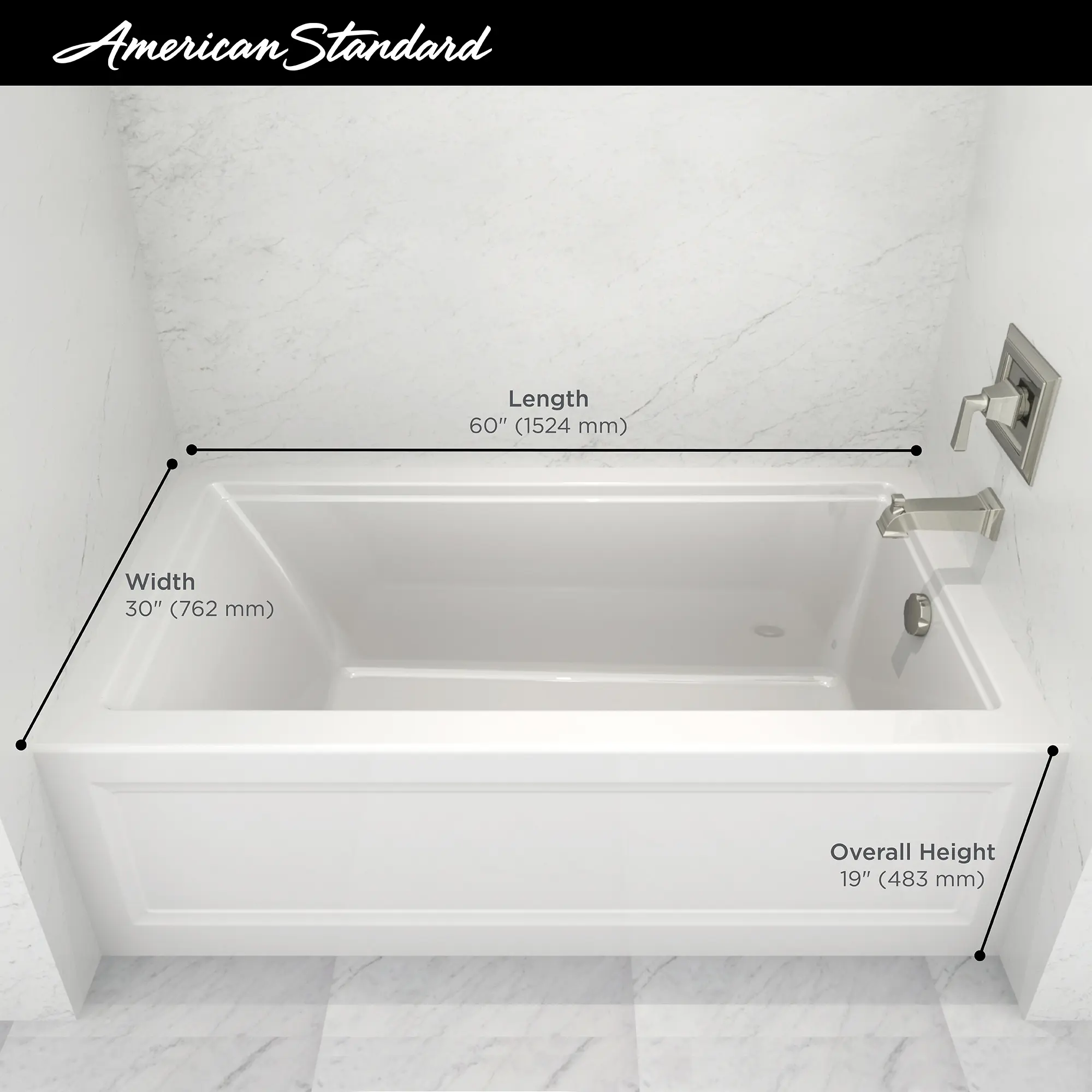 Town Square® S 60 x 30-Inch Integral Apron Bathtub With Right-Hand Outlet - Image 12