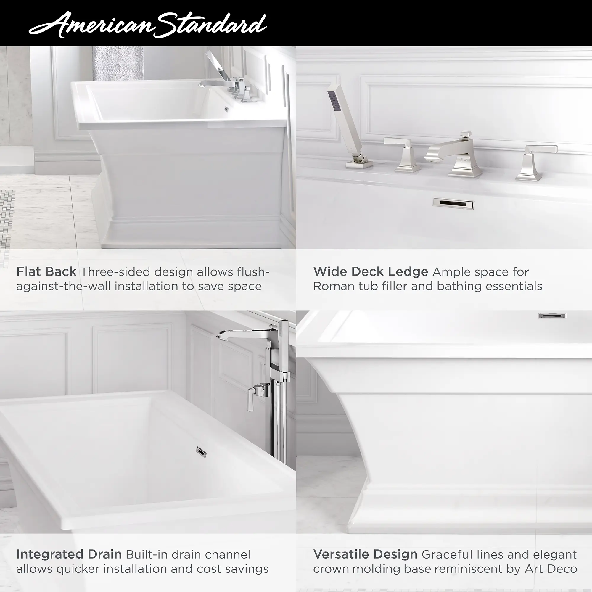 Town Square® S 68 x 36-Inch Freestanding Bathtub Center Drain With Integrated Overflow - Image 10